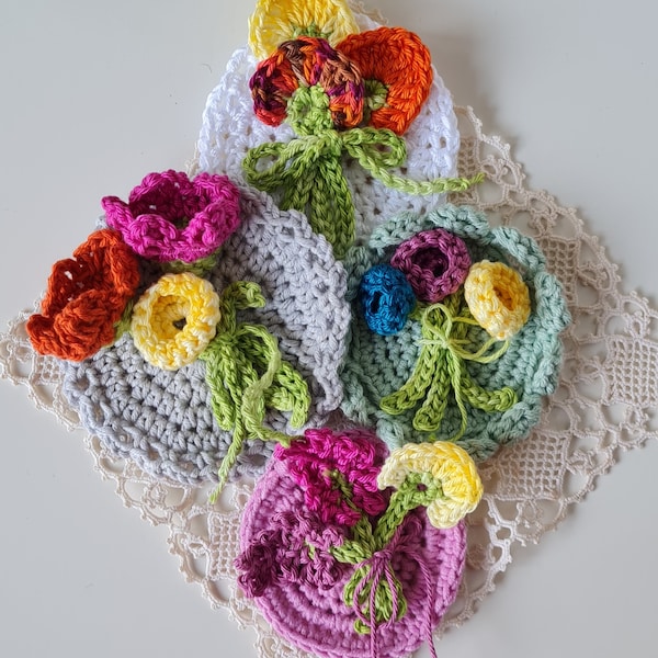 Crochet Pattern - Framed flower brooches, crochet flowers, flower brooch, crochet brooch,crochet accessory, wedding favors