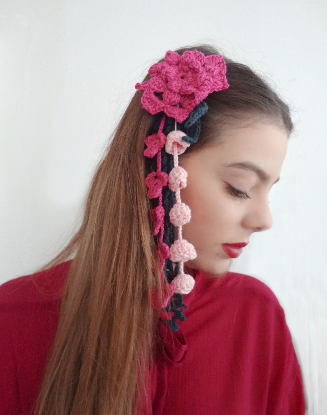 CROCHET PATTERN Cascading Kanzashi Flower Set Crochet Hair Etsy