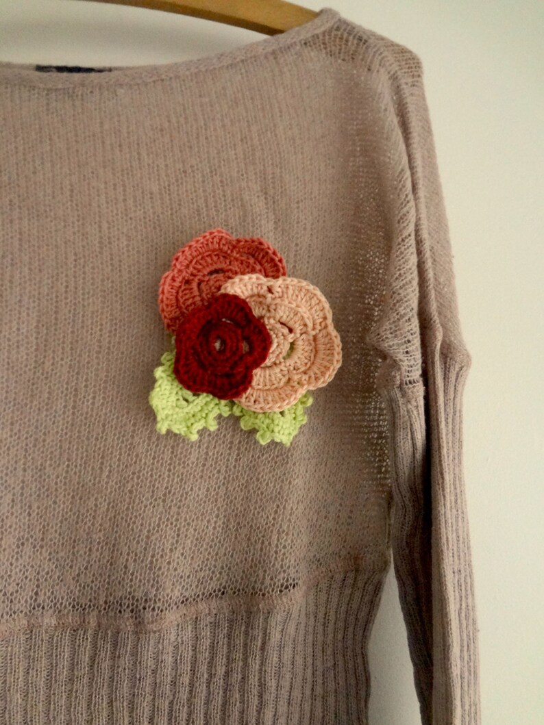 CROCHET PATTERN Irish Rose Brooch Pattern crocheted rose, flower brooch, rose brooch, crochet accessory, crochet pattern image 5