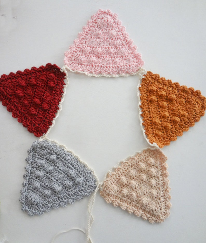 CROCHET pattern Bobble bunting, bobble pennants,crochet bunting,home decor,nursery decor, bohemian banner,crochet pennants, boho decor image 2