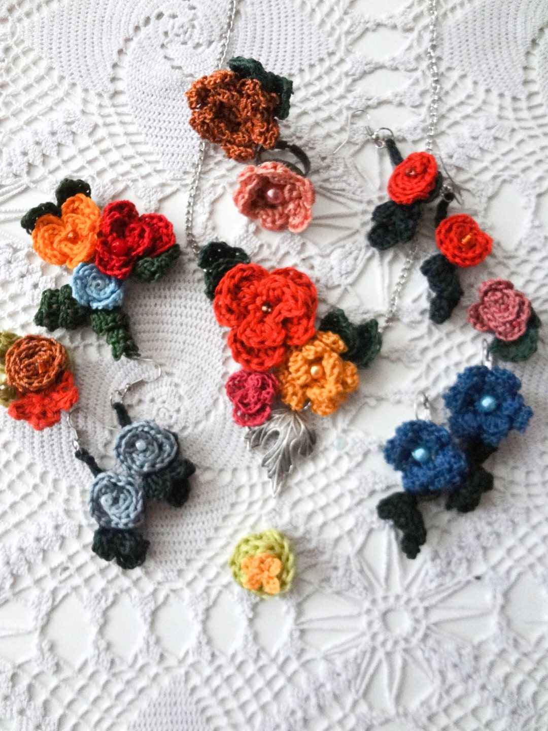 CROCHET PATTERN Mini Flower Jewelry,crochet Thread Flowers,crochet