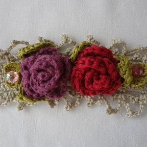 CROCHET PATTERN Vintage Rose Bracelet PDF Pattern photo tutorial, crochet pattern, crocheted bracelet, corsage, headband image 4