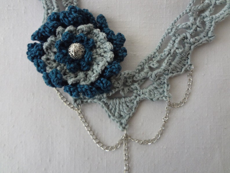 CROCHET PATTERN Choker Pattern crochet choker,crocheted flowers, crochet collar necklace,photo tutorial, statement necklace, textile art image 2
