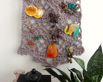 Lace Wall Hanging Earring Display, crochet pattern,boho decor,wall decor,wall hanging, earring holder, brooches holder, home decor,