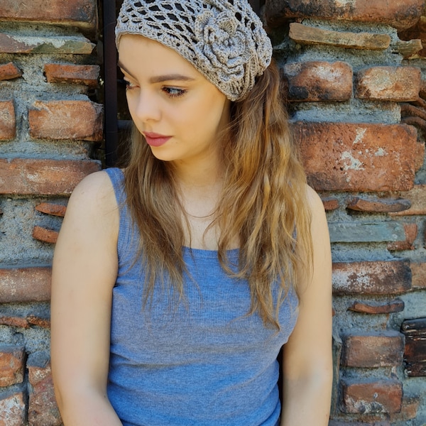 Crochet Pattern: Grace Head Scarf, crochet bandana, crochet scarf, hair scarf, vintage hair scarf, retro scarf, crochet hair accessory