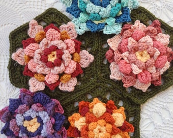 CROCHET PATTERN Flowers of Eden Hexagon, crochet hexagon pattern, crochet hexi,crochet tutorial,crochet flowers,crochet motif,crochet afghan
