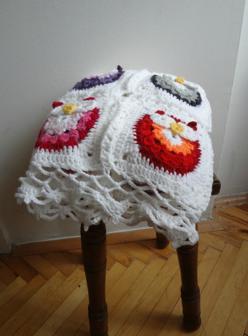 DIGITAL CROCHET PATTERN owl Blanket,crocheted blanket pattern,photo tutorial,crochet owl pattern,crochet owl, colorful blanket image 4