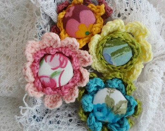 CROCHET PATTERN Button rings- crochet rings, covered buttons, fabric buttons, mixed media