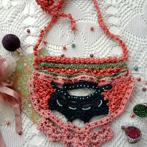 Moroccan Dream Crochet Necklace,bohemian necklace,gypsy jewelry,oriental necklace,bohemian design,beaded necklace,boho necklace,bib necklace image 1