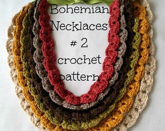 DIGITAL CROCHET PATTERN Puff Stitch Bohemian Necklace and Bracelet #2 - crochet ladder pattern, tribal necklaces,instant download