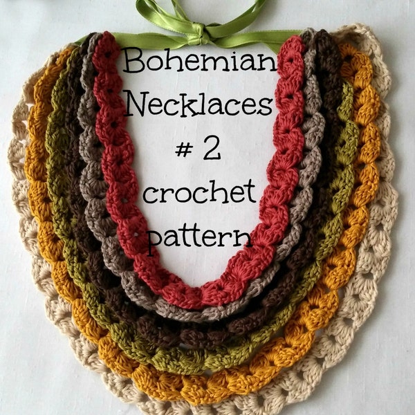 DIGITAL CROCHET PATTERN Puff Stitch Bohemian Necklace and Bracelet #2 - crochet ladder pattern, tribal necklaces,instant download