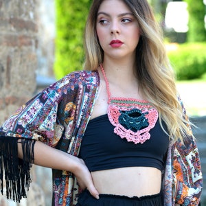 Moroccan Dream Crochet Necklace,bohemian necklace,gypsy jewelry,oriental necklace,bohemian design,beaded necklace,boho necklace,bib necklace image 2