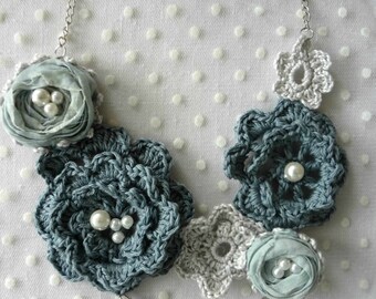 CROCHET PATTERN Winter Roses Necklace - irish roses crochet necklace, crochet pattern,digital pattern, mori necklace, romantic, bohemian