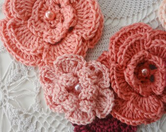 ネックレス・ペンダント [fillow] rose crochet necklace Crochet Rose Necklace, Crochet Neck Accessory, Flower