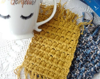 Crochet Mug Rug Pattern - mug cozy, mug rug, cup rug, coaster, crochet coaster, table decor, home decor