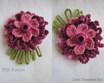 CROCHET PATTERN Crocheted Flowers - Sunny flowers pattern, thin petalled flowers, photo-tutorial, crochet instructions