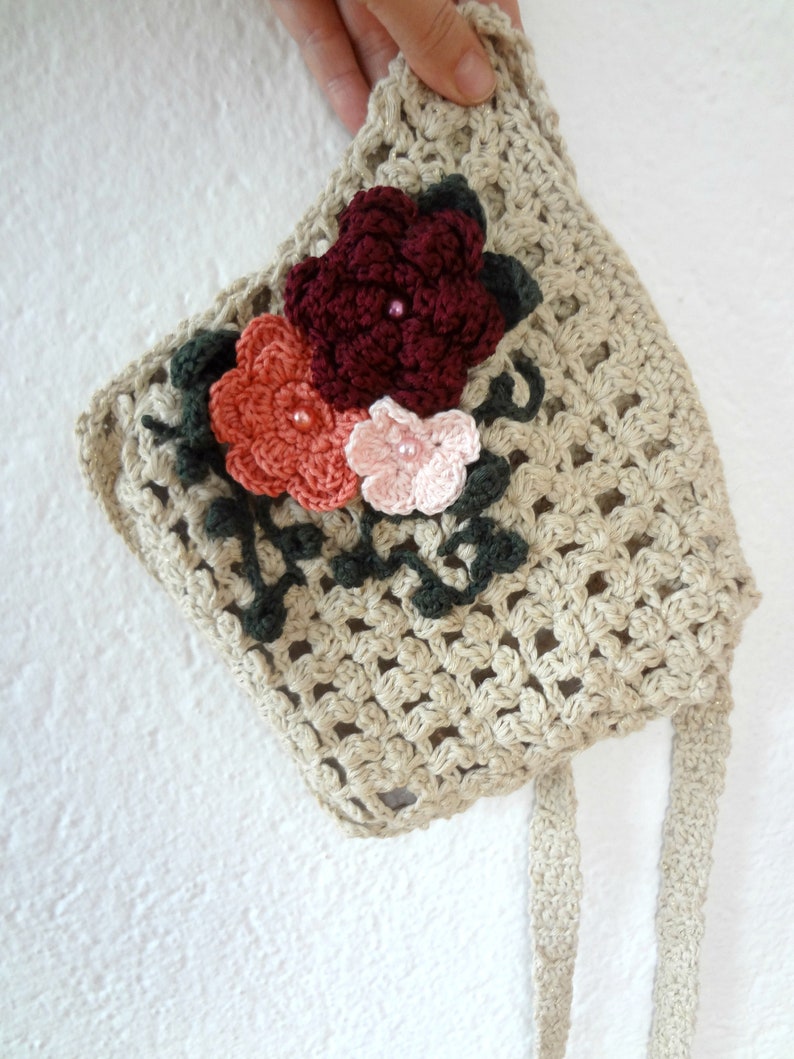 Crochet Bag Pattern Tuscan Window, crochet bag, shoulder bag, crochet shoulder bag, romantic bag, bohemian bag, flower bag, boho bag image 4