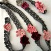 Crocheted Rose Lariat - crochet accessory, crochet skinny scarf, crochet flowers, rose lariat, statment scarf
