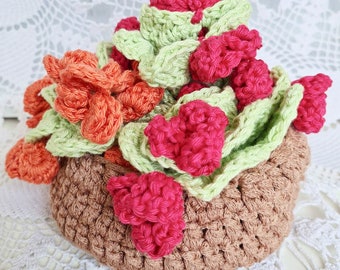 Motif au crochet : sous-verres de fleurs, sous-verres au crochet, motif rose, sous-verres, décor à la maison, décor au crochet, vase au crochet, napperon au crochet, tapis au crochet