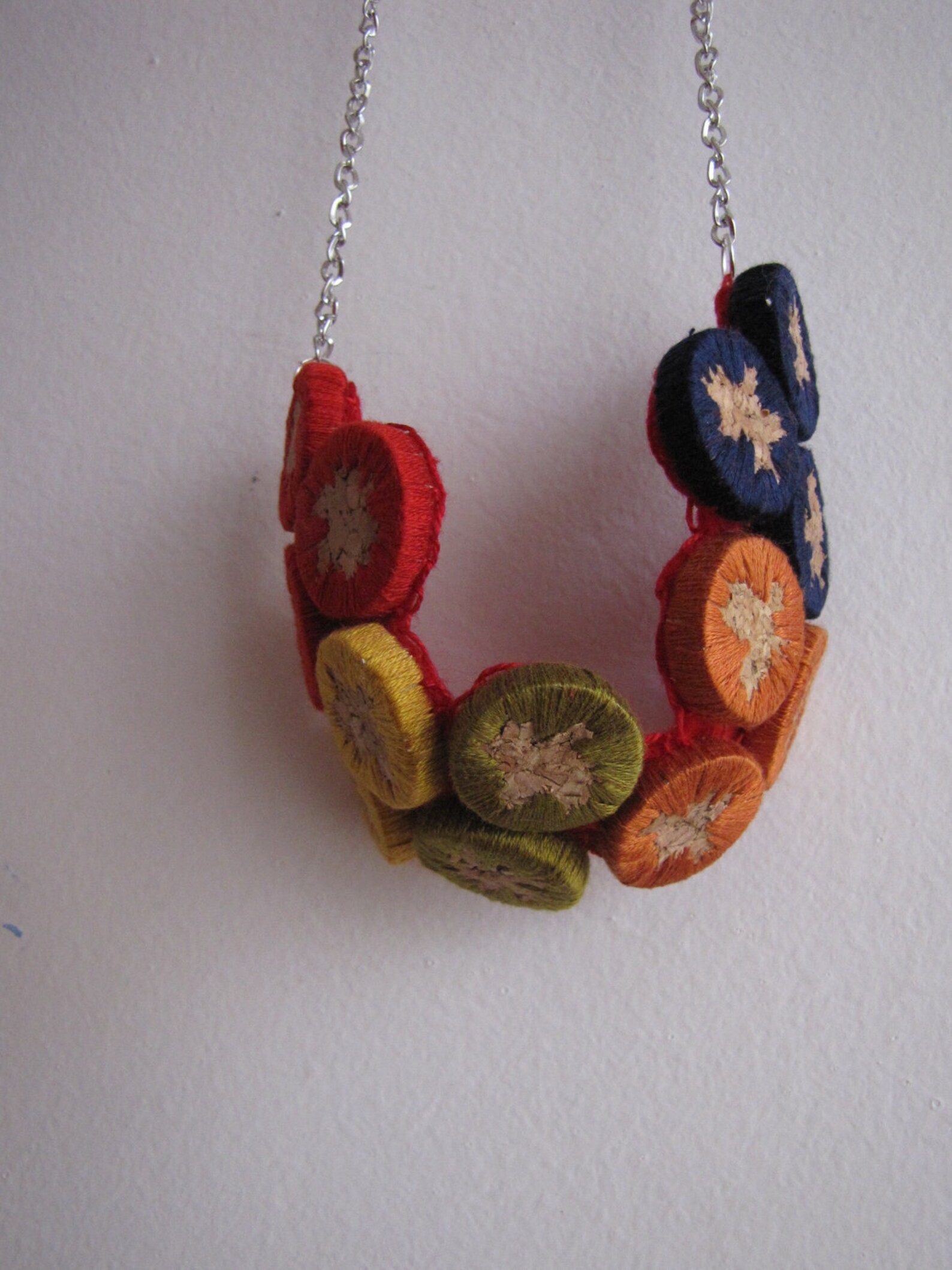 Cork Embroidered Necklace Joy of Spring Cork Necklaces Etsy