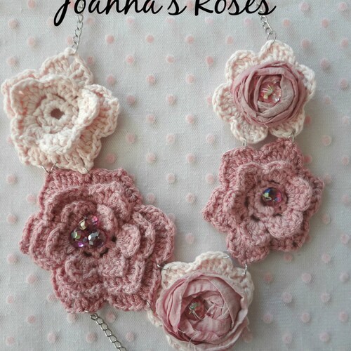 CROCHET PATTERN Joanna's Roses Necklace Irish Roses Etsy