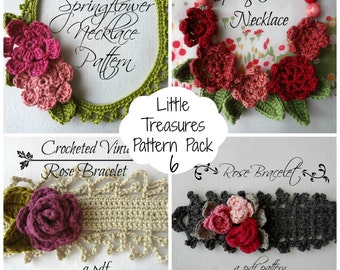 Crochet PDF Pattern Discount Pack - crocheted necklace, crochet flowers, flower necklace, crochet pattern, photo tutorial