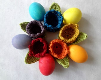 CROCHET PATTERN Easter Tulip Egg Cozy - crocheted flower cozy - egg cozy - PDF Pattern - photo tutorial, crochet pattern, egg cozy pattern