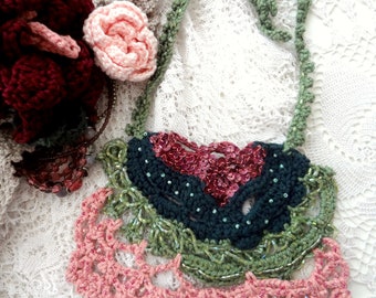 Esmée Crochet Necklace,bohemian necklace,gypsy jewelry,oriental necklace,bohemian design,beaded necklace,boho necklace,bib necklace