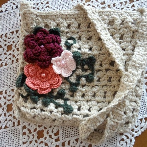 Crochet Bag Pattern Tuscan Window, crochet bag, shoulder bag, crochet shoulder bag, romantic bag, bohemian bag, flower bag, boho bag image 1