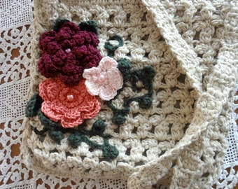 Crochet Bag Pattern - Tuscan Window, crochet bag, shoulder bag, crochet shoulder bag, romantic bag, bohemian bag, flower bag, boho bag