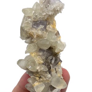 86 Grams , Beautiful purple cubic Fluorite with calcite  , from Pakistan , minerals/crystals/specimens/collectors.