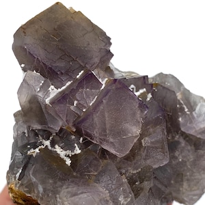 Purple Cubic Fluorite with Calcite , Pakistan Mineral Specimen , ( 575 Grams , 88 x 100 x 58 mm ) ( Fast Shipping )