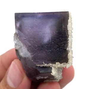 Beautiful Phantom Purple Fluorite Cube with Calcite coating , from Pakistan , 43 Grams , minerals/crystals/specimens/collectors.