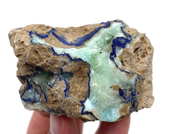 Amazing Blue Aragonite Specimen with Azurite From Afghanistan ,192 Grams , Blue Aragonite , Aragonite Specimen , Aragonite with Azurite