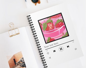 Strawberry-Themed Spiral Notebook - Personalized Journal for Creatives, Gift for Students, School Supplies, Writing, Planning