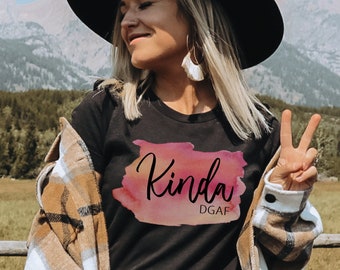 Kinda dgaf T-shirt design, PNG for Sublimation, DGT, DTF, funny watercolor design