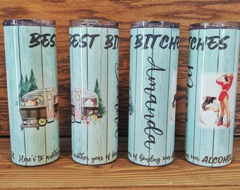 Best Bitches Customizable 20oz Skinny Tumbler Sublimation PNG Digital Download