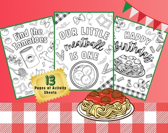 Pasta-Geburtstagsparty Erinnerungsblätter, italienisches Thema (druckbar)
