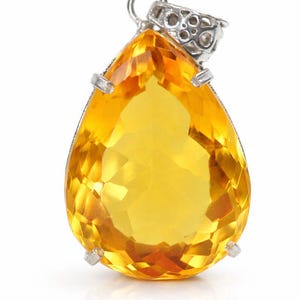 Ciondolo con topazio giallo da 75,9 ct | Collana con ciondolo in argento sterling 925 con pietra preziosa naturale certificata da regalare