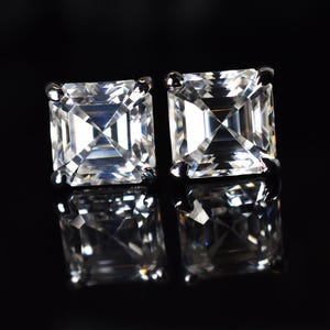 925 Sterling Silver D Color Synthetic Moissanite Earring Brilliant Square 7x7mm Pair Gemstone Certified A + Grade Birthday Gift For Her