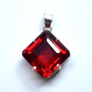 Colgante de rubí rojo auténtico en plata de ley 925 de 65 quilates, collar vintage con colgante de piedra preciosa brillante, el mejor regalo para bodas, para ella y para él.