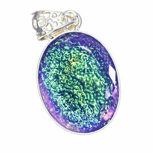 Ciondolo in Argento Sterling 925 con Opale Monarch | Gemma Ovale da 84,80 Ct Creata in Laboratorio | Gioiello Vintage Certificato