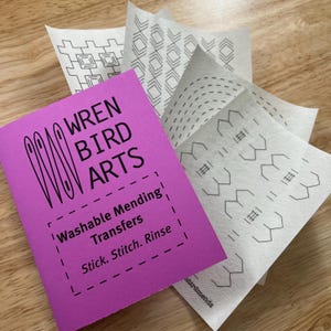 Washable Visible Mending Templates #5 Lavender Package Embroidery Transfers Set of 4