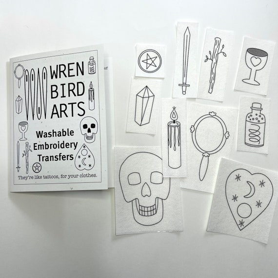 Witchy Washable Embroidery Transfer Patterns Tarot Ouiji Skull Halloween  Hand Embroider 