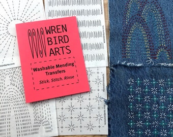 Visible Mending Transfers Series 2 Red Mending Templates Washable Transfers