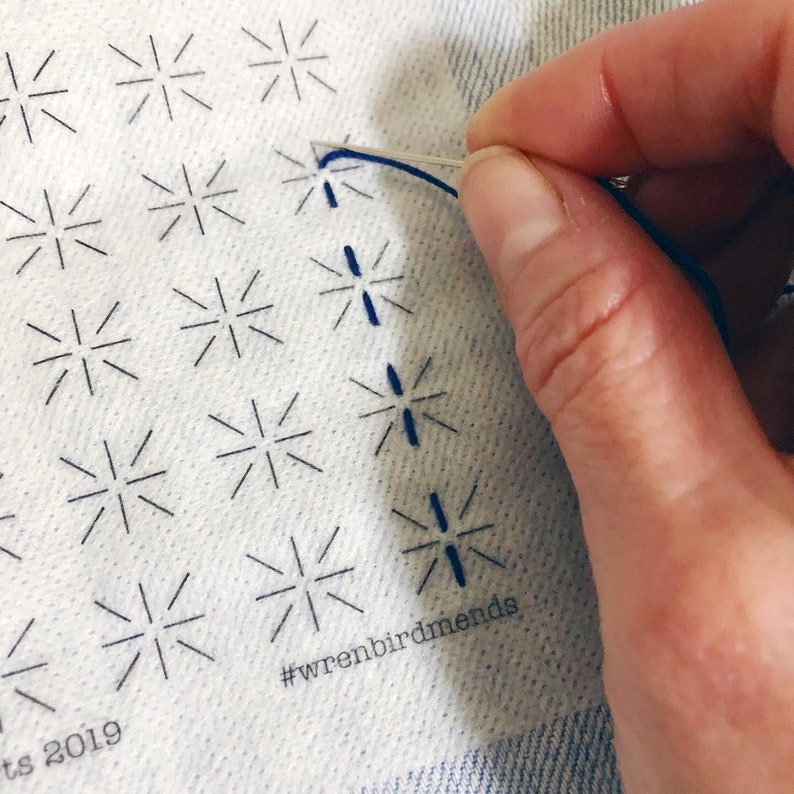 Washable Mending Transfer Version 1 Blue Sashiko Style Mending Patterns image 8