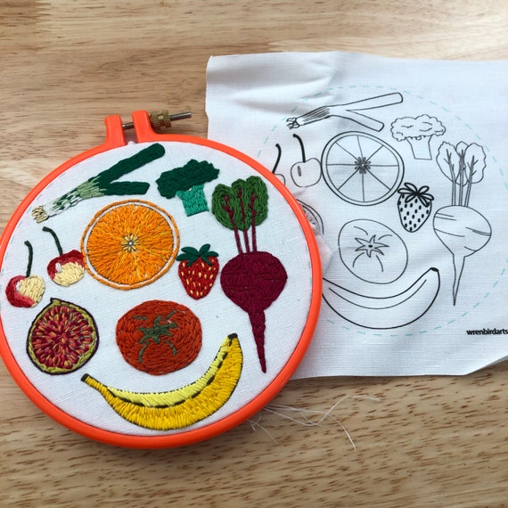 Fruit and Veggie Embroidery Patterns Water Soluble Visible Mending  Embroidery Transfers Hand Embroidery Designs 