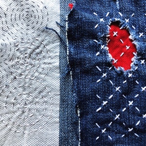 Washable Mending Transfer Version 1 Blue Sashiko Style Mending Patterns image 9