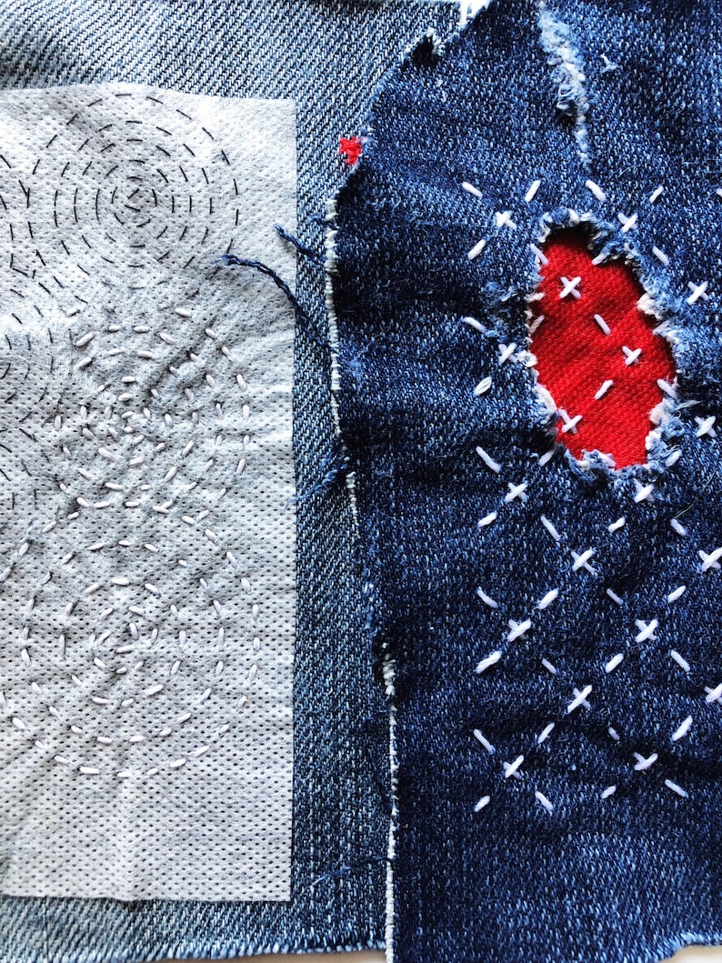 Washable Mending Transfer Version 1 Blue Sashiko Style Mending Patterns image 9