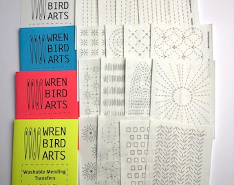 Visible Mending Transfer Value Pack Sashiko Style Pattern Washable Mending Designs